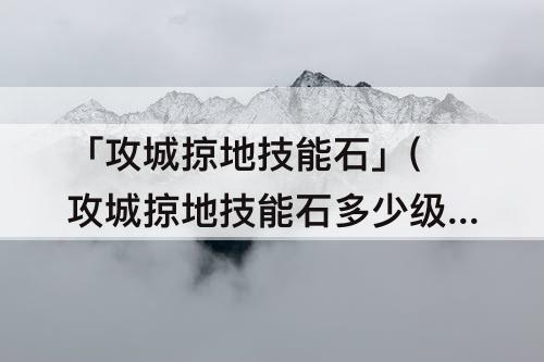 「攻城掠地技能石」(攻城掠地技能石多少级进化神石)