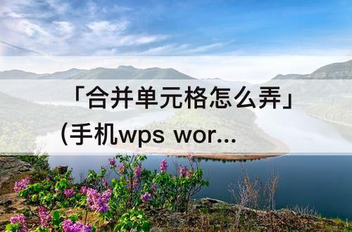 「合并单元格怎么弄」(手机wps word合并单元格怎么弄)