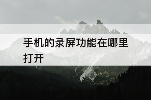手机的录屏功能在哪里打开