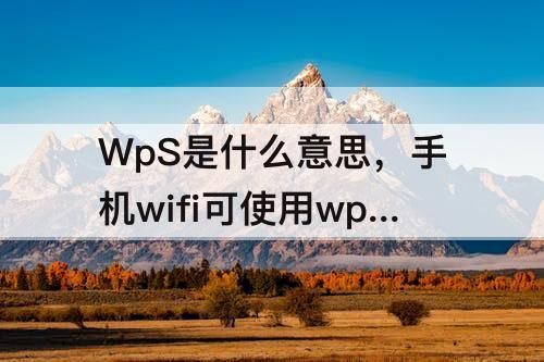 WpS是什么意思，手机wifi可使用wps是什么意思