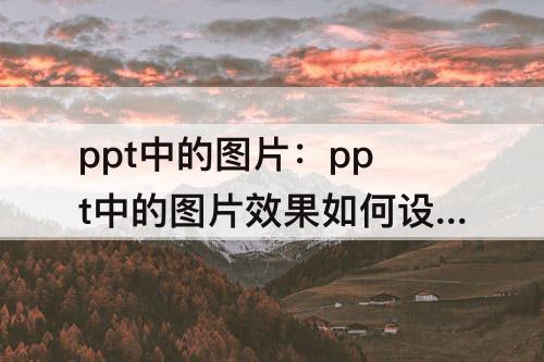 ppt中的图片：ppt中的图片效果如何设置
