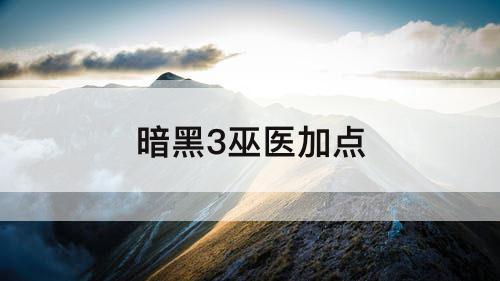 暗黑3巫医加点