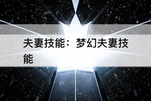 夫妻技能：梦幻夫妻技能