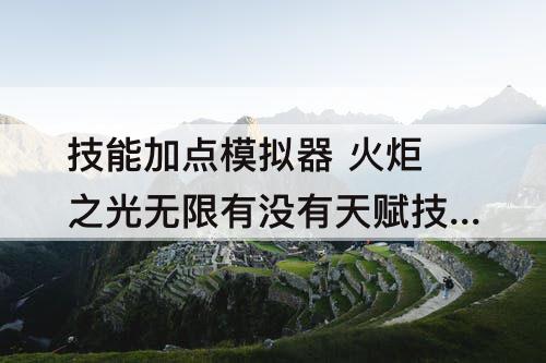 技能加点模拟器 火炬之光无限有没有天赋技能加点模拟器