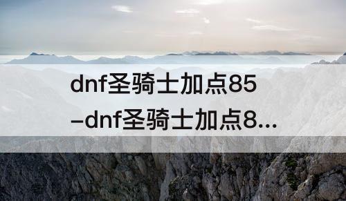 dnf圣骑士加点85-dnf圣骑士加点85版本