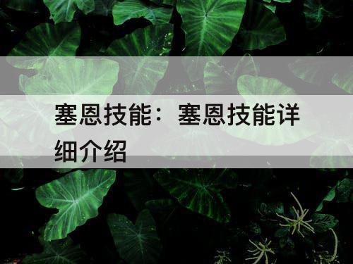 塞恩技能：塞恩技能详细介绍