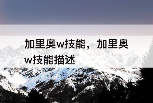 加里奥w技能，加里奥w技能描述