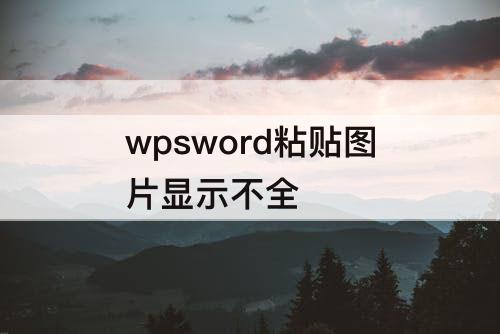 wpsword粘贴图片显示不全