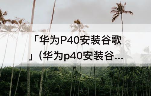 「华为P40安装谷歌」(华为p40安装谷歌教程)