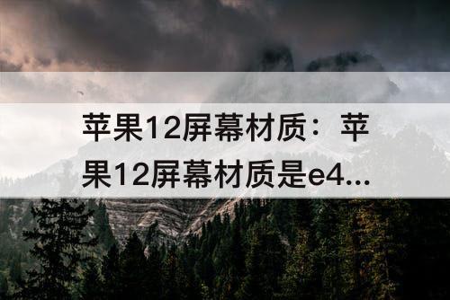 苹果12屏幕材质：苹果12屏幕材质是e4吗