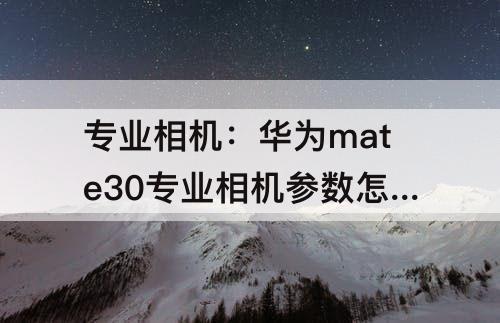 专业相机：华为mate30专业相机参数怎么调