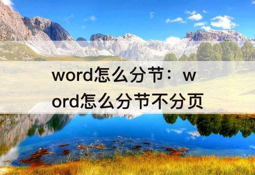 word怎么分节：word怎么分节不分页