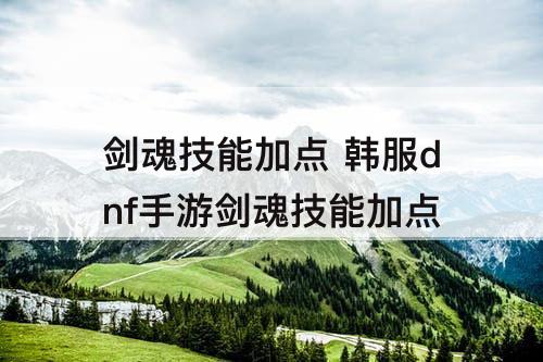 剑魂技能加点 韩服dnf手游剑魂技能加点