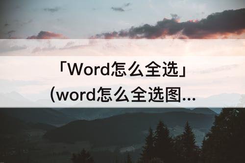 「Word怎么全选」(word怎么全选图片批量修改)