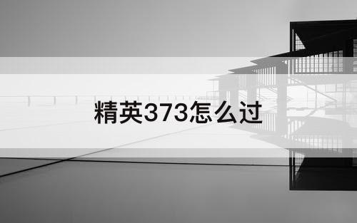 精英373怎么过