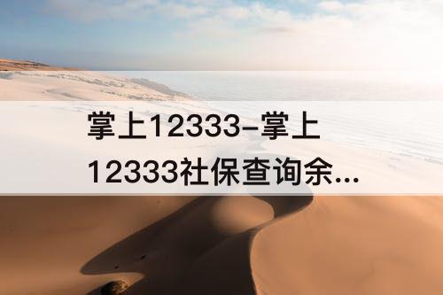 掌上12333-掌上12333社保查询余额