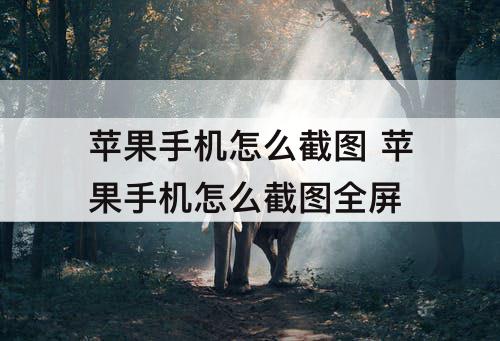 苹果手机怎么截图 苹果手机怎么截图全屏