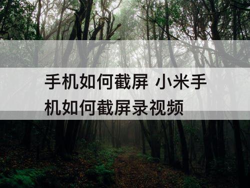 手机如何截屏 小米手机如何截屏录视频