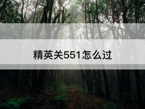 精英关551怎么过
