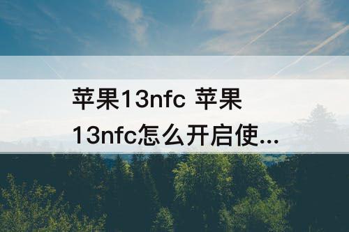 苹果13nfc 苹果13nfc怎么开启使用