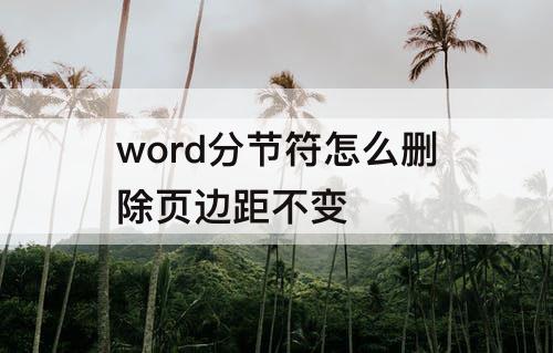 word分节符怎么删除页边距不变