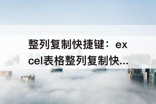 整列复制快捷键：excel表格整列复制快捷键