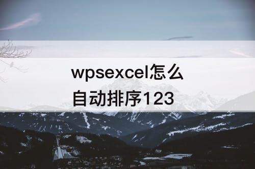 wpsexcel怎么自动排序123