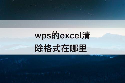 wps的excel清除格式在哪里
