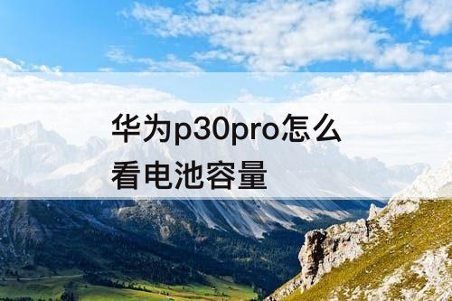 华为p30pro怎么看电池容量