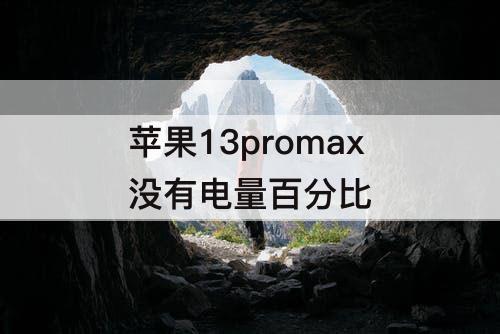 苹果13promax没有电量百分比