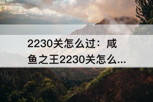 2230关怎么过：咸鱼之王2230关怎么过