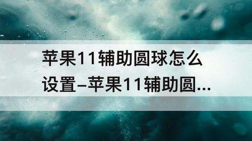 苹果11辅助圆球怎么设置-苹果11辅助圆球怎么设置拍照