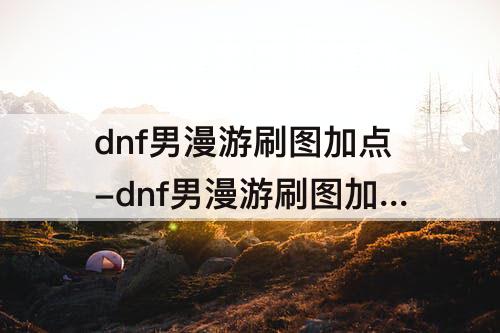 dnf男漫游刷图加点-dnf男漫游刷图加点图