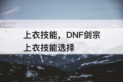 上衣技能，DNF剑宗上衣技能选择