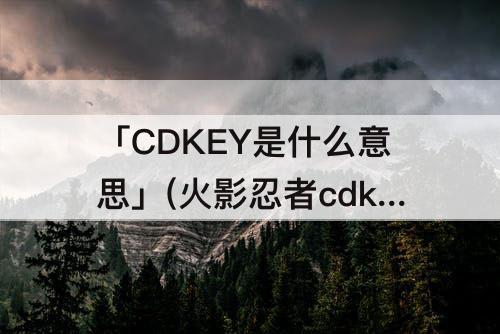 「CDKEY是什么意思」(火影忍者cdkey是什么意思)