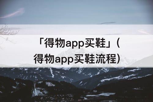 「得物app买鞋」(得物app买鞋流程)