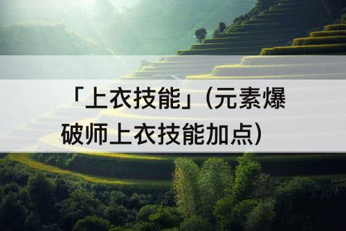 「上衣技能」(元素爆破师上衣技能加点)
