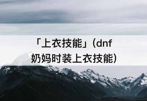 「上衣技能」(dnf奶妈时装上衣技能)