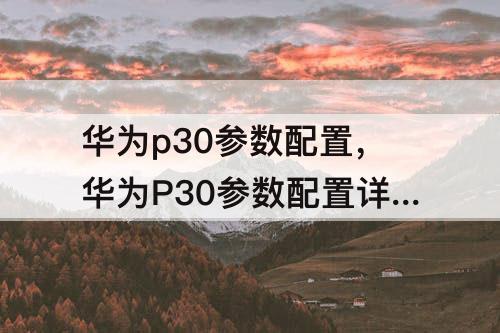 华为p30参数配置，华为P30参数配置详情