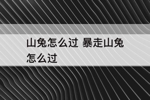山兔怎么过 暴走山兔怎么过