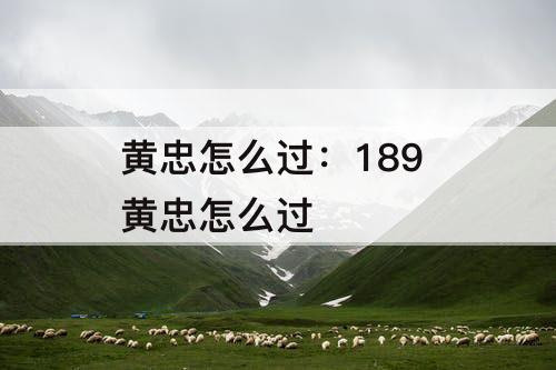 黄忠怎么过：189 黄忠怎么过