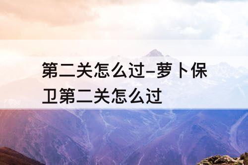 第二关怎么过-萝卜保卫第二关怎么过