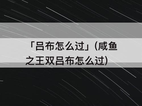「吕布怎么过」(咸鱼之王双吕布怎么过)