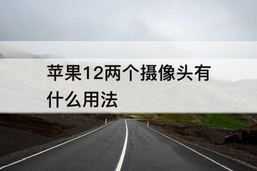 苹果12两个摄像头有什么用法