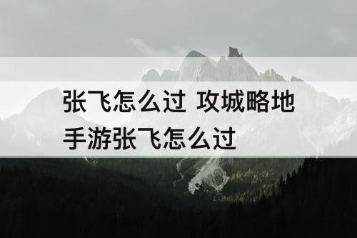 张飞怎么过 攻城略地手游张飞怎么过