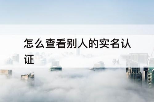 怎么查看别人的实名认证