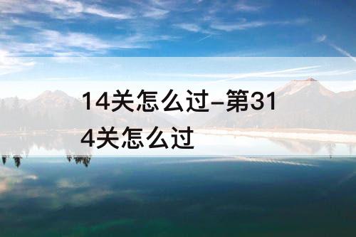 14关怎么过-第314关怎么过
