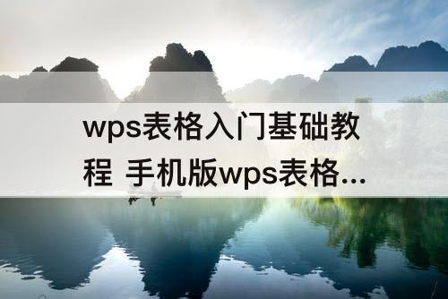 wps表格入门基础教程 手机版wps表格入门基础教程