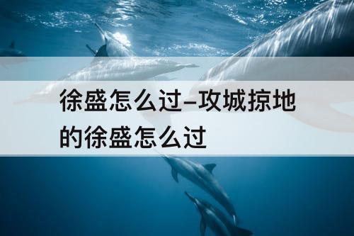 徐盛怎么过-攻城掠地的徐盛怎么过