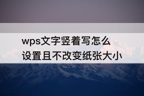 wps文字竖着写怎么设置且不改变纸张大小